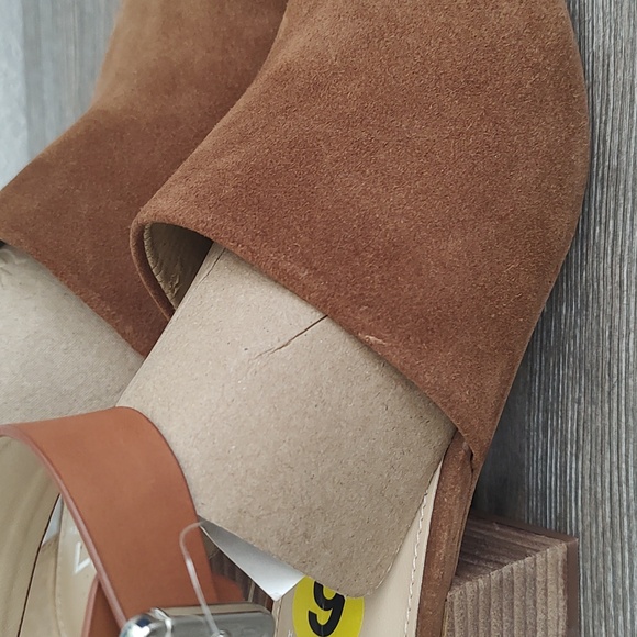 New Marc Fisher ROBE 2 Brown Genuine Suede Leather Open Toe Shoes Ankle Strap 9 - Picture 5 of 13